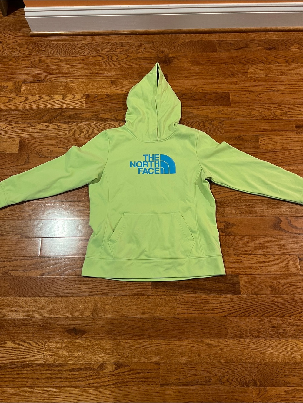 The North Face Neon Lime Hoodie with Blue Logo